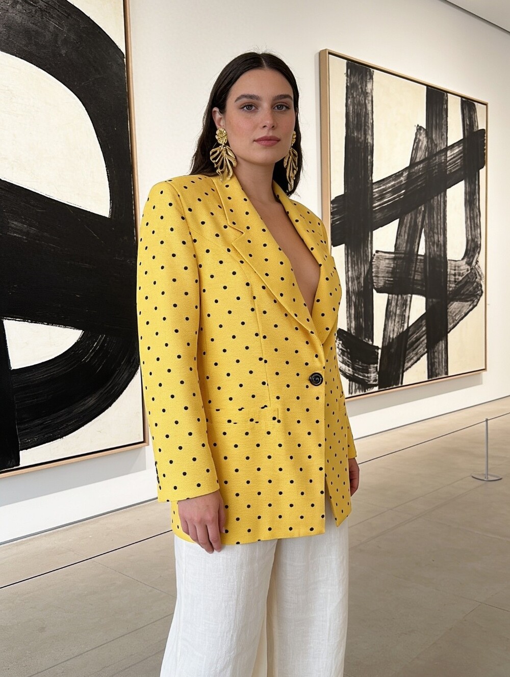 VTG 80s Braemar Jeremy Scott Yellow Polka Dot Blazer